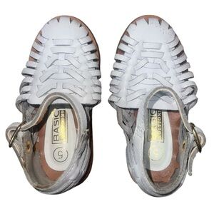 Vintage Baby Basic Editions Harache White Leather Sandals Ankle Strap 5 Infant